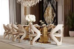 High-end modern luxury dining table set 10-12 seats marble top gold stainless steel dining table set kitchen hotel villa