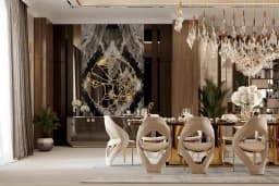 High-end modern luxury dining table set 10-12 seats marble top gold stainless steel dining table set kitchen hotel villa