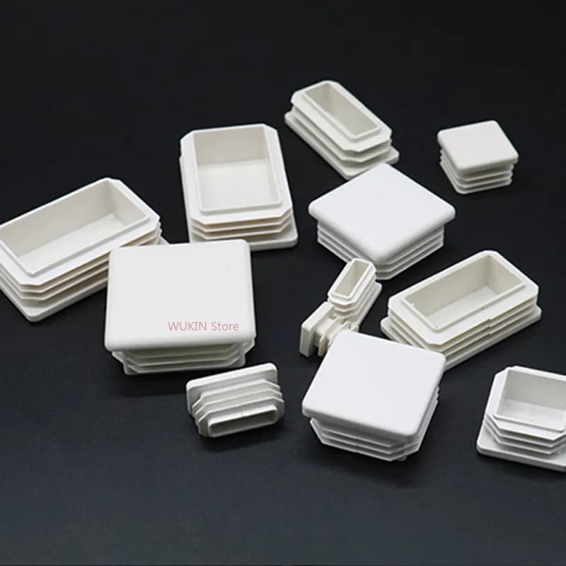 White Square lastic Pipe Plugs Rectangle Blanking End cap tube plug table chair foot cover Dust-Proof