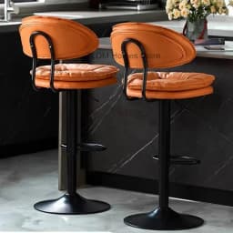 Leather Luxury Bar Foot Swivel Bar Kitchen Stools Retro Counter Living Stool Room Nordic Island Yellow Taburete Alto Furniture