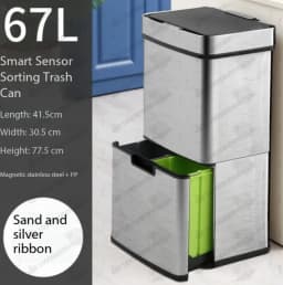Intelligent induction double-layer multi-purpose classification trash can 30L to 80L stainless steel living room kitchen office