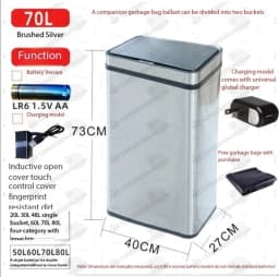 Intelligent induction double-layer multi-purpose classification trash can 30L to 80L stainless steel living room kitchen office