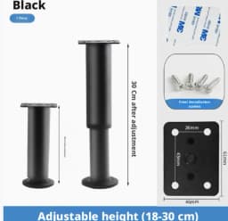 1Pc Adjustable Height Furniture Support Leg, Dedicated for Bed Frame, Metal Adjustable Furniture Leg Suitable for Bed / Sofa / C