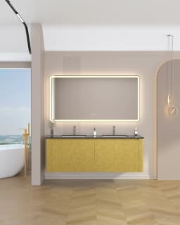 Double Sink Floating Bathroom Vanity Marble Hotel Bathroom Vanity Wall Mounted Bathroom Cabinet Vanity Set With Mirror Light