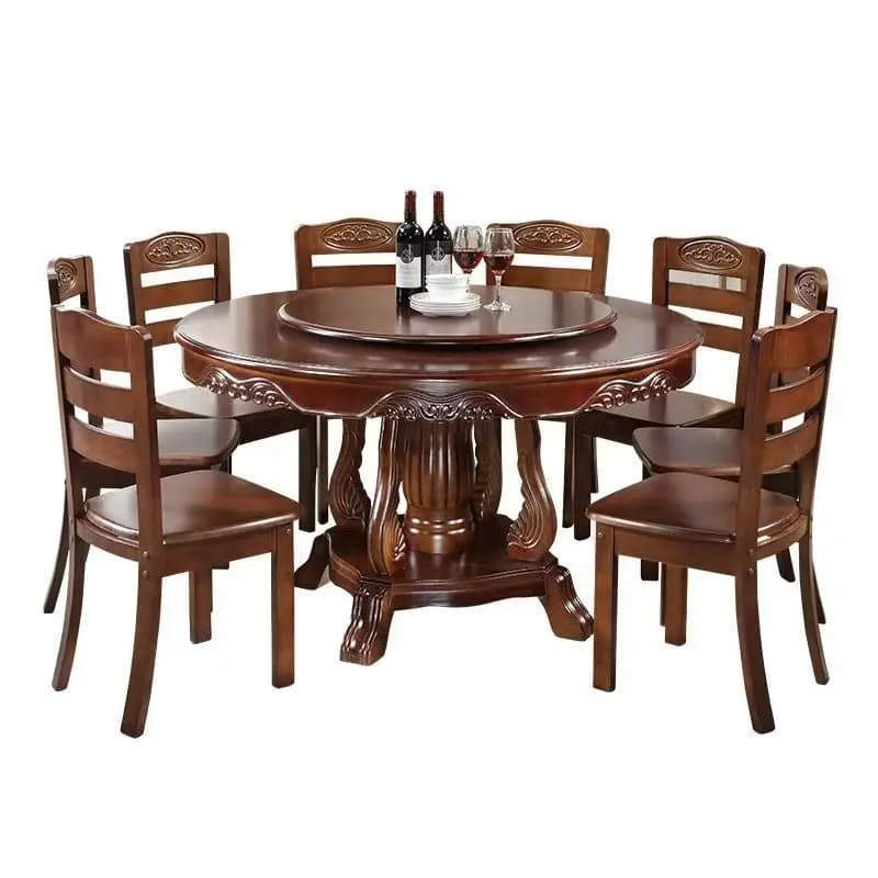 &c Modern Simple Chinese Restaurant Set Large Solid Wood Round Table and Chair Combination for Home Use and Hotel Furniture
