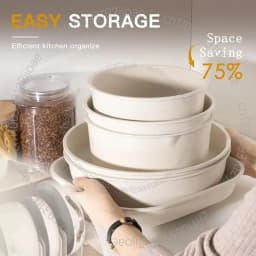 Manufacturing Non-Stick Pans Aluminum Cookware Set for Induction Cooker Stylish White Ceramic Cookware Pans Set