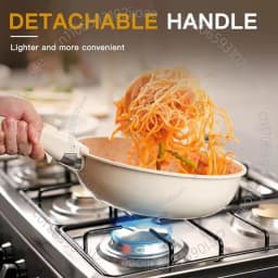 Manufacturing Non-Stick Pans Aluminum Cookware Set for Induction Cooker Stylish White Ceramic Cookware Pans Set