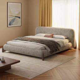 #French Vintage Chenille Fabric Bed, Modern Minimalist Soft Back Double Bed, Pneumatic Storage Bed For Master Bedroom