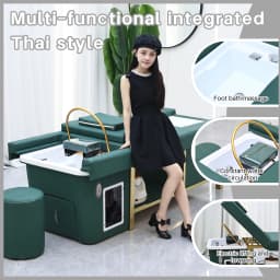 Modern Design Thai Massage Table Electric Shampoo Bed Head Spa Equipment Reclining Hair Salon Shampoo Bed With Ceramic Sink Foot