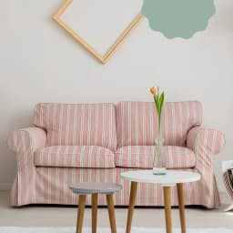 American retro French pastoral red striped removable and washable fabric small apartment living room bedroom triple double sofa