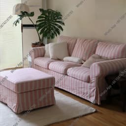 American retro French pastoral red striped removable and washable fabric small apartment living room bedroom triple double sofa
