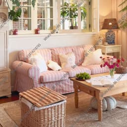 American retro French pastoral red striped removable and washable fabric small apartment living room bedroom triple double sofa