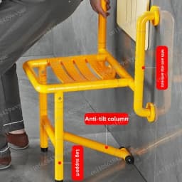 Foldable Wall Mounted Shower Stool Stainless Steel Anti-Slip Bath Chair Portable Safety Bench for Elderly Home Bathroom Use