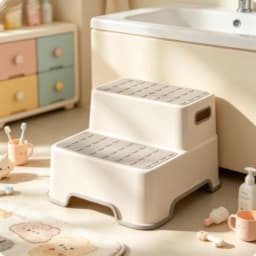 Portable 2-Tier Plastic Step Stool, Non Slip Kids Stool for Toddler Toilet Training & Bathroom Sink Washing Helper