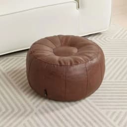 PU Leather Unstuffed Storage Leg Bench Round Large Capacity Storage Pouf Need to Fill Clothes Non-Slip Clothes Storage Chair