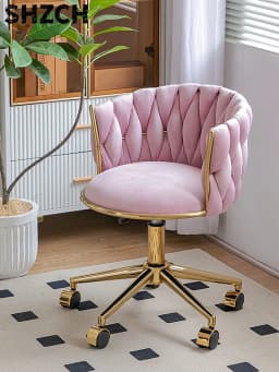 Luxury Makeup Chair with Adjustable Height, Swivel Vanity Stool for Bedroom Salon