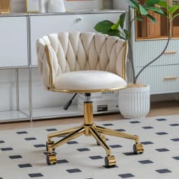 Luxury Makeup Chair with Adjustable Height, Swivel Vanity Stool for Bedroom Salon