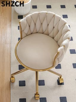 Luxury Makeup Chair with Adjustable Height, Swivel Vanity Stool for Bedroom Salon