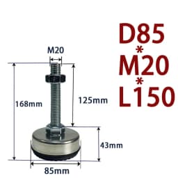 1Pcs Iron Galvanized Fixed Adjusting Furniture Foot With M8 M10 M12 M14 Threaded Rubber Seat Anti-Slip Damping Guard Glide Pad