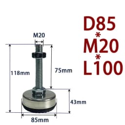 1Pcs Iron Galvanized Fixed Adjusting Furniture Foot With M8 M10 M12 M14 Threaded Rubber Seat Anti-Slip Damping Guard Glide Pad