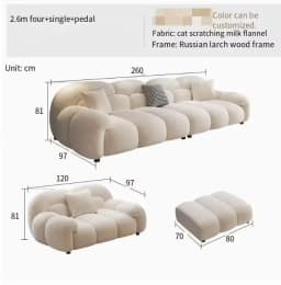Fabric Minimalist Living Room Sofa Set 6 Seters Beige Sectional Designer Modern Sofas Couch Double Canape Salon Home Furniture