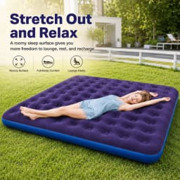 1PC Inflatable Air Mattress Flocked Top Air Bed Portable Camping & Home Guest Sleeping Pad Quick Inflate Durable Leakproof