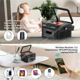 FM stereo radio home audio player, portable multifunctional CD player, cassette player combo built-in