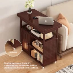 Sofa Side Folding Coffee Table Rolling Casters Adjustable Height Lift Top Multifunctional Bedside Dining Small Apartment