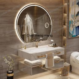 YL Luxury Floating Modern Bathroom Cabinet Mirror Led Light Smart Vanity Toilet Cabinet Space Saver Mobile Da Bagno Furniture