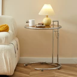 Transparent Glass Table Creative Lift Coffee Table Simple Sofa Table Nordic C-shaped Tables Geometric Round Tables