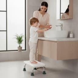 Bathroom Step Stool Rustproof Step Stool with Non-Slip Top Bath Seat Compact Footstool Easy to Clean for Elderly, Bathtub