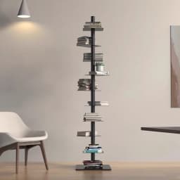 Creative Rotating Metal Bookcase Multi-Tier Corner Shelf Organizer Space Saving Standing Storage Rack for Living Room Bookshelf