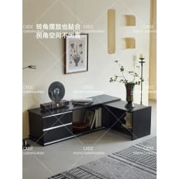 telescopic TV cabinet black living room home storage locker integrated solid wood retro TV cabinet
