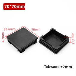 1~100Pcs Square Plastic End Caps Black Tube Pipe Plug Bung Stopper Assorted Sizes 10x10mm-120x120mm for Chair Legs Furniture DIY