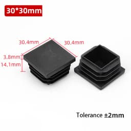 1~100Pcs Square Plastic End Caps Black Tube Pipe Plug Bung Stopper Assorted Sizes 10x10mm-120x120mm for Chair Legs Furniture DIY