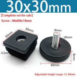 Round/Square Adjustable Foot Mats With Nut Blanking End Cap Pipe Plug Adjustable Screw Foot Pad Furniture Leg Cover End Cap