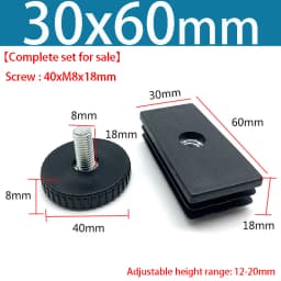 Round/Square Adjustable Foot Mats With Nut Blanking End Cap Pipe Plug Adjustable Screw Foot Pad Furniture Leg Cover End Cap