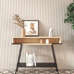 Modern entry table simple light luxury metal welding cabinet by the door long strips are several against the wall iron shelves