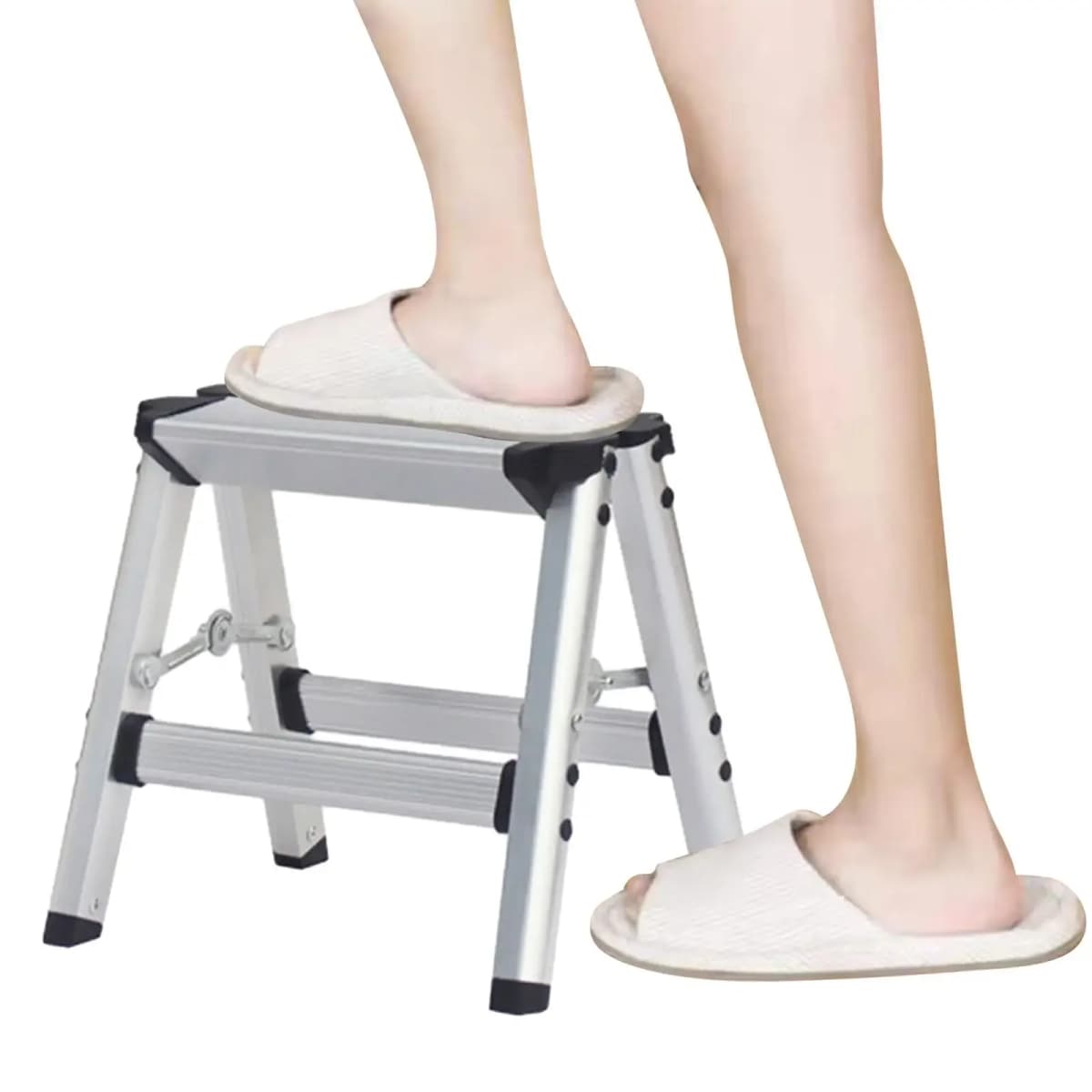 Folding Ladder Space Saving Multifunctional Nonslip Lightweight Durable Practical for Household Kitchen Shop Office Supermarkets