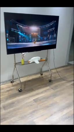 Multifunctional Stainless Steel TV Stand Fits 32-75 Inches with Storage Living Room Game Room Movie Office Flexible Convenient
