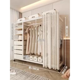 Clothes Rack White Hanger Gold Clothing Rack with Shelves for Boutiques Garment Rack for Hanging Clothes Large Wardrobe Closet