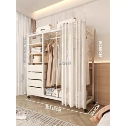 Clothes Rack White Hanger Gold Clothing Rack with Shelves for Boutiques Garment Rack for Hanging Clothes Large Wardrobe Closet