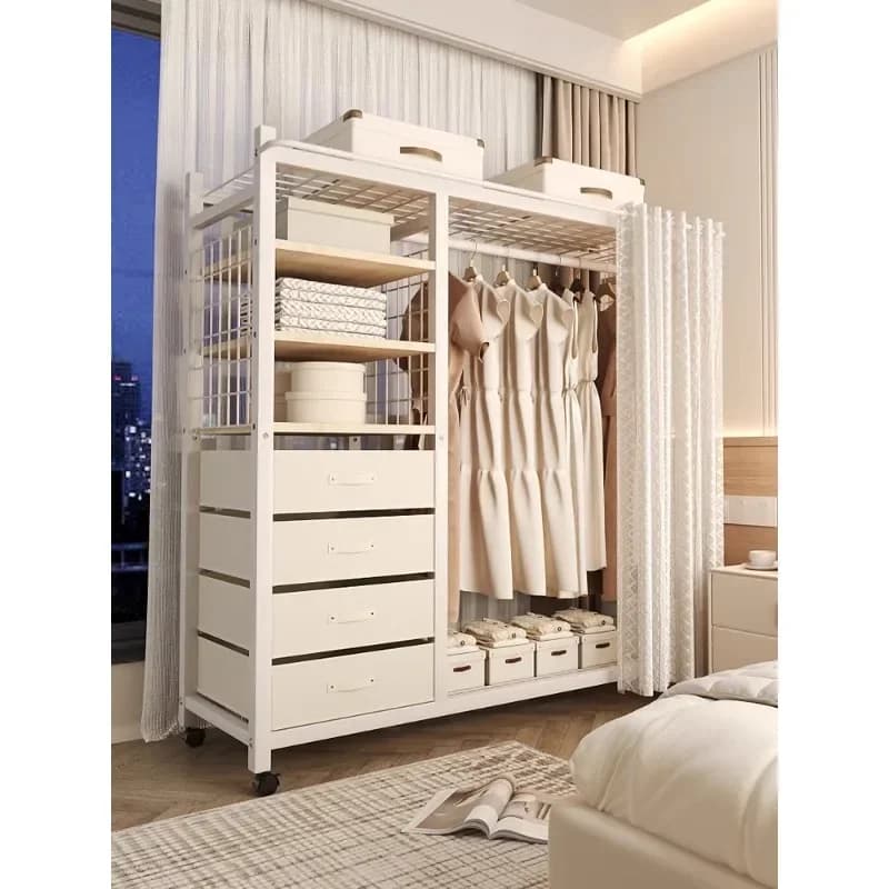 Clothes Rack White Hanger Gold Clothing Rack with Shelves for Boutiques Garment Rack for Hanging Clothes Large Wardrobe Closet