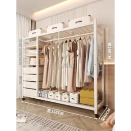 Clothes Rack White Hanger Gold Clothing Rack with Shelves for Boutiques Garment Rack for Hanging Clothes Large Wardrobe Closet