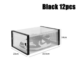 3/6/12pcs Shoe Storage Boxes Clear Stackable Shoe Boxes Storage Organizers Magnetic Door Fit Size Plastic Sneaker Containers