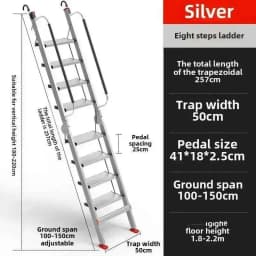 Aluminum Alloy Folding Attic Ladder Home Telescopic Thickened Herringbone Ladder Multi-functional with Handrail Staircase