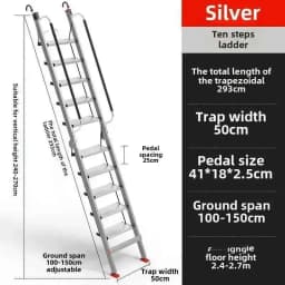 Aluminum Alloy Folding Attic Ladder Home Telescopic Thickened Herringbone Ladder Multi-functional with Handrail Staircase