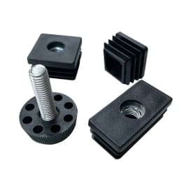 M8 Black Square / Round Plastic Pipe Plugs Adjustable Screw Foot Pad Furniture Leg Cover End Caps 20x20-50x50mm/20-50mm