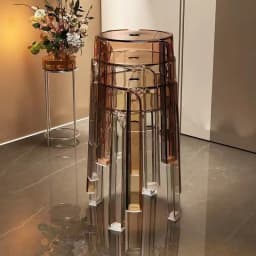 Cost-effective Light Luxury Crystal High-Footed Stool, High-Quality Living Room and Dining Room Spare Transparent Bench