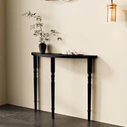 French Solid Wood Console Tables Minimalist Semicircle Entryway Table Narrow European Hall Furniture Black Slim Wall Sofa Tables